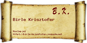 Birle Krisztofer névjegykártya